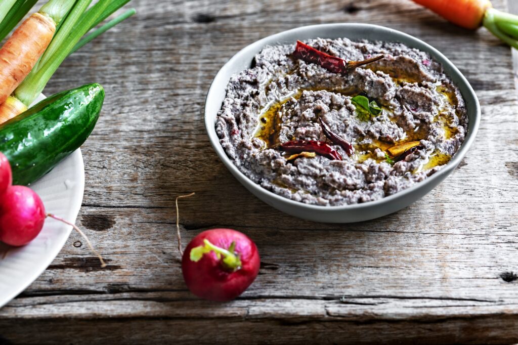 Homemade Black Bean Dip with some fresh vegetables