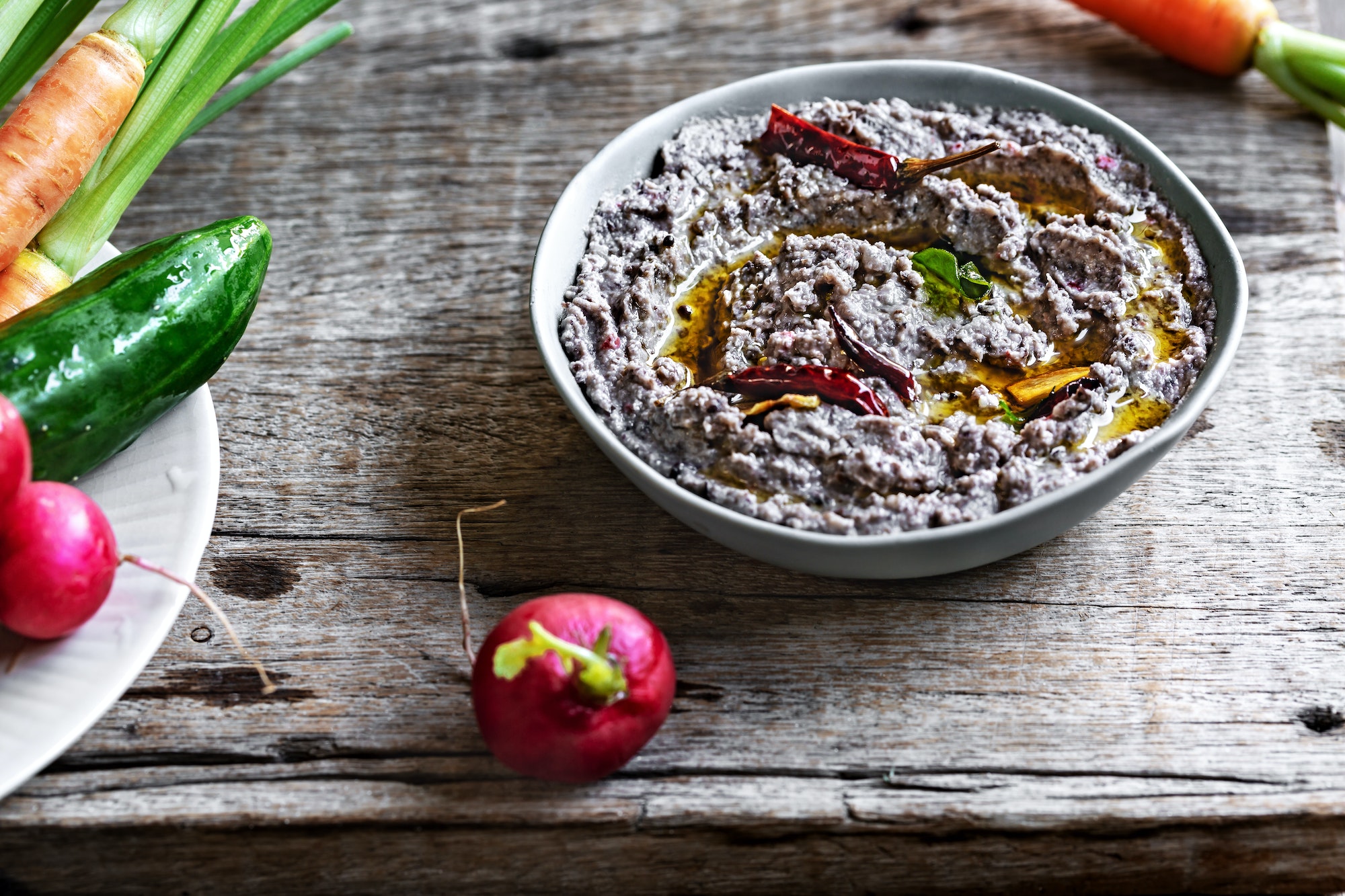 Homemade Black Bean Dip with some fresh vegetables